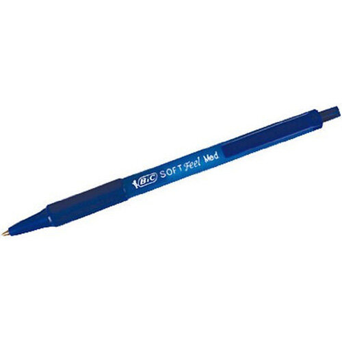 Bic SoftFeel Retractable Ballpoint Pen Blue Rubberised Barrel Pack 12