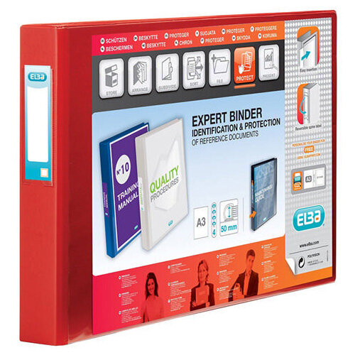 Elba Vision A3 4D-Ring Binder 30mm Oblong Red 100080866