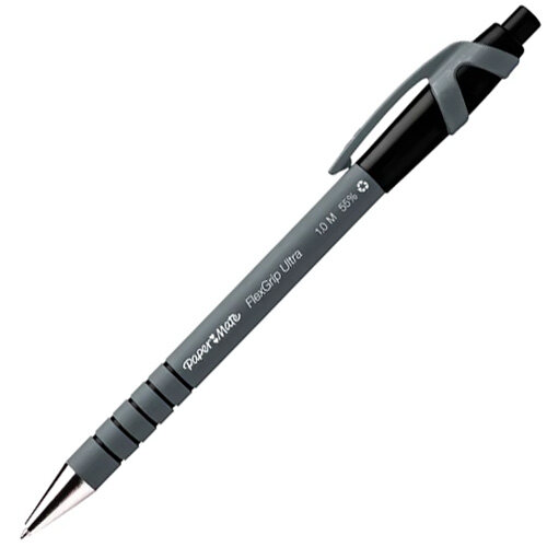 Papermate Flexgrip Medium Black Retractable Ballpoint Pen (Pack 12) S0190393