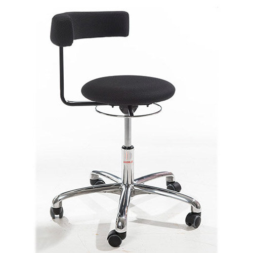 Saturn Ergonomic Stool With 360° Swivel Back-Arm Rest PUre Imitation Leather Black H540 - 730mm Aluminum Frame