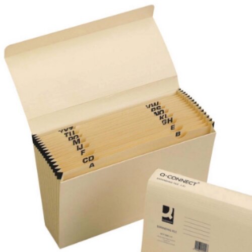 Q-Connect Expanding File, A-Z, Foolscap, 15 Pockets, Manilla - Durable File for Sorting and Organising Documents