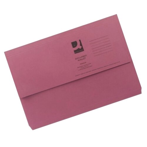 Document Wallet Half Flap Foolscap Pink Pack 50 Q-Connect