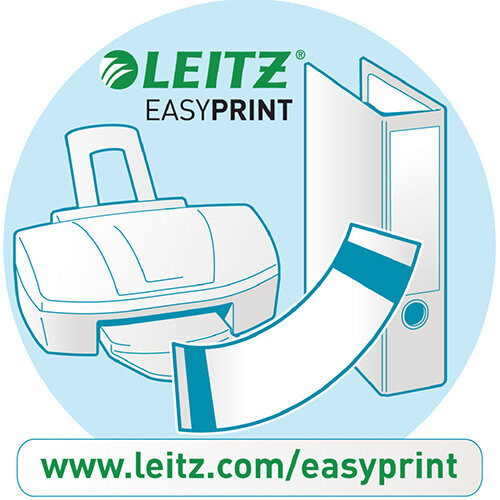 Leitz PC Printable Spine Labels for Plastic Lever Arch Files 180 Degree Print 50mm Grey 25 A4 Sheets - 7 Labels per Sheet 175 Labels