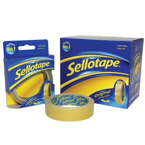 Sellotape Original Golden Sticky Tapes, 24mm x 50m (Pack of 6) - Strong Adhesive Tape for General Use