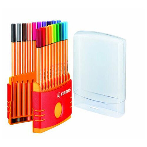 Stabilo Point 88 Fineliner Pens, Assorted Colours, ColourParade Pack of 20 - Perfect for Drawing and Writing