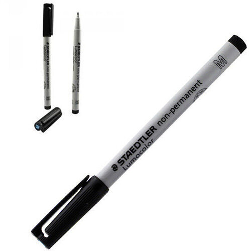 Staedtler 315 Lumocolor Non-Permanent Black Pen - Medium Tip 0.8mm, 315-9 Pack of 10