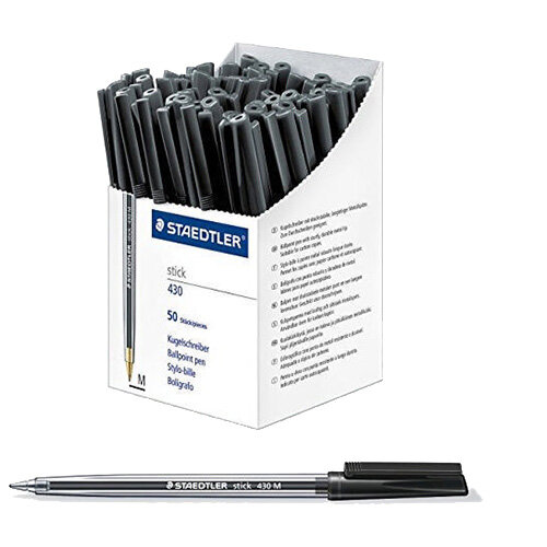 Staedtler Stick Ballpoint Pen Medium Black 430-M9 Pack 50