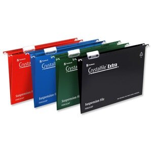 Rexel Crystalfile Extra Foolscap Vertical Suspension File Blue Plastic 15mm Pack 25