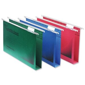 Rexel Crystalfile Classic Foolscap Vertical Suspension File Green 30mm Pack 50