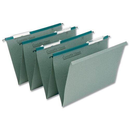 Rexel Crystalfile Linked Suspension File Foolscap Green Pack 50