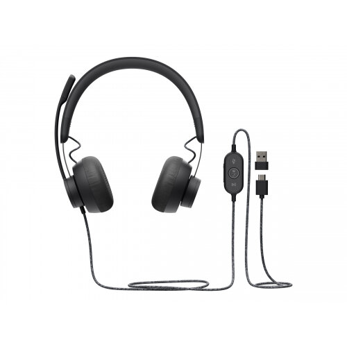 Logitech Zone Wired - Headset - on-ear - wired - active noise cancelling - USB-C - graphite