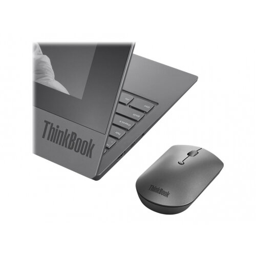 Lenovo ThinkPad Silent - Mouse - right and left-handed - blue optical - 3 buttons - wireless - Bluetooth 5.0 - iron grey - retail - for ThinkCentre M80; ThinkPad P14s Gen 2; X13 Gen 2; V14 IGL; Yoga Slim 7 Pro 14