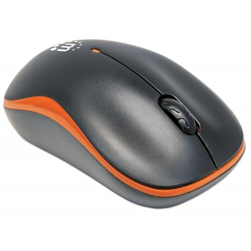 Manhattan Success Mouse Optical Wireless 3 Button s Orange Black Radio Frequency USB 1000 dpi Notebook Scroll Wheel 179409
