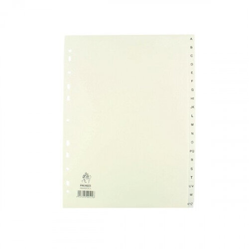 Index A4 20 Part A-Z Polypropylene White Subject Dividers Pack of 20 Dividers WX01351