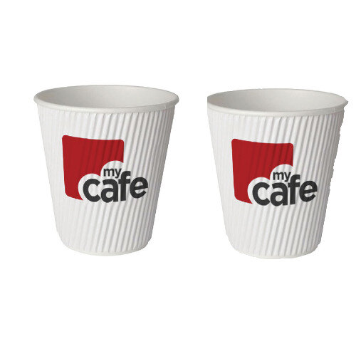 Mycafe 8oz/250ml Ripple Wall Hot Drinks Disposable Paper Cups (500 Pack)