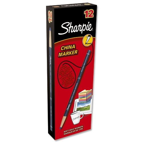Sharpie China Marker Pencil Black Peeloff Unwraps to Sharpen Pack 12