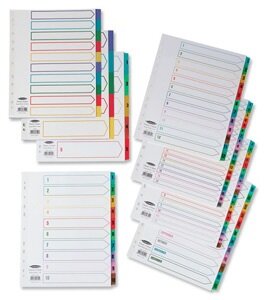Concord 1-10 Index Extra Wide Europunched Multicolour Tabs A4 - Hunt ...