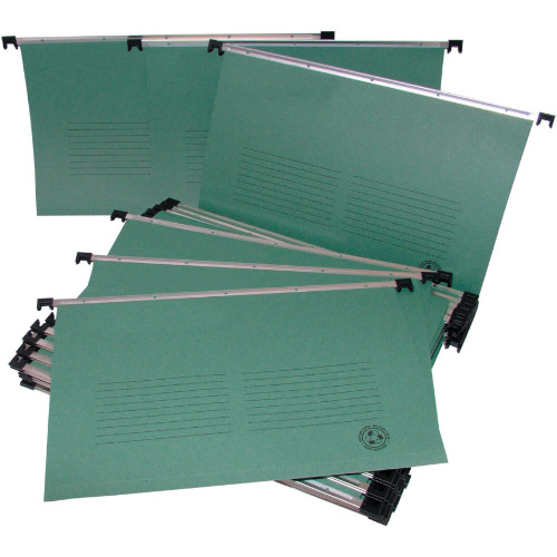 Green Office Suspension File Foolscap Heavyweight with Tabs and Inserts