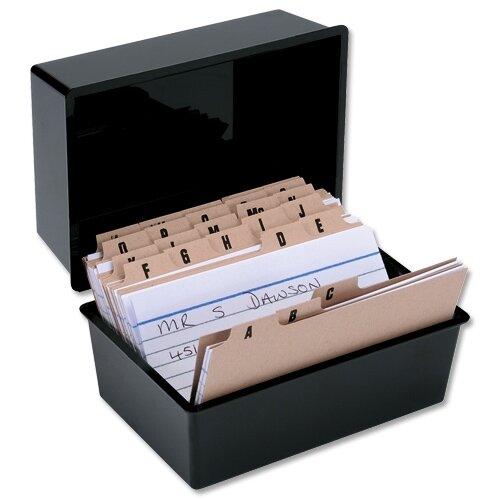 Index Card Box Black Capacity 250 Cards 8x5in 203x127mm 5 Star Hunt