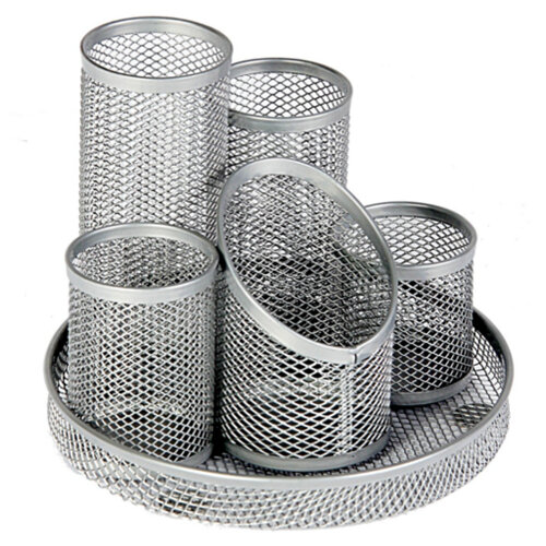 Osco Mesh Pen Pot - Silberner Stiftehalter Aus Drahtgeflecht