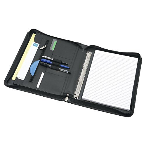 5 Star Elite Zipped Conference Ring Binder Genuine Leather Capacity 20mm A4 Black Hunt Office UK