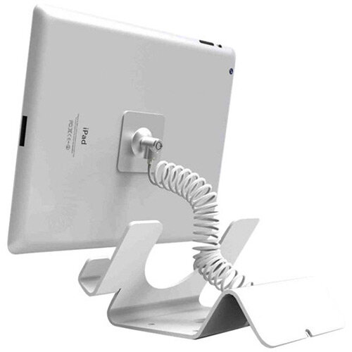 Compulocks Universal Tablet Holder - Keyed Coiled Cable Lock - White ...