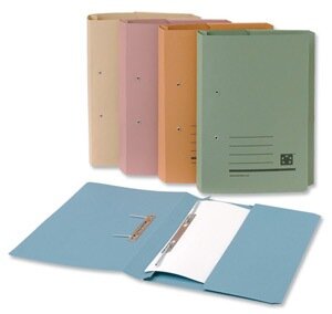 Office Transfer Spring File with Pocket 315gsm 38mm Foolscap Blue Pack ...