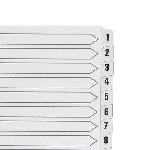 1-20 A4 Index Clear Tabs White 5 Star - Hunt Office UK
