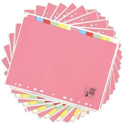 10 Part Subject Dividers Assorted A4 5 Star Pack 25 - Hunt Office UK