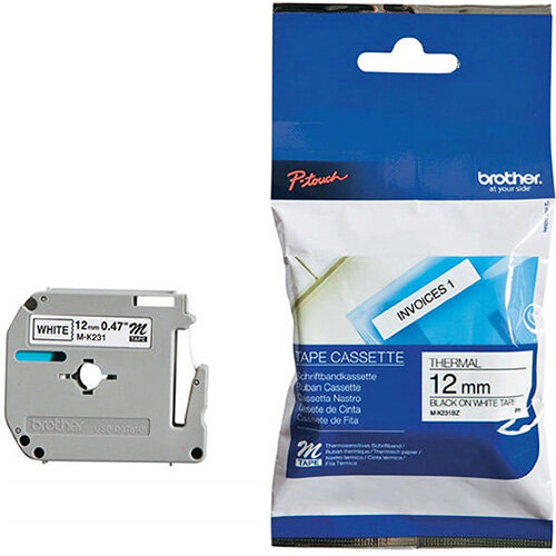 Brother P-Touch M Tape 12mm Black //White MK231BZ