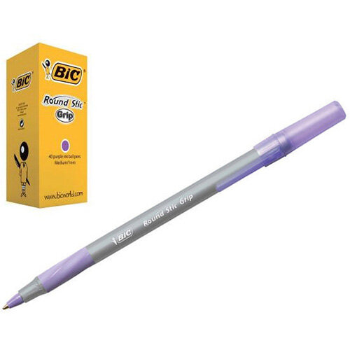 Ballpoint Pen Purple Bic Round Stic Pen Length Bic Round Stic Grip