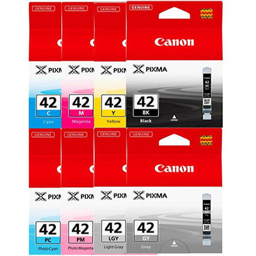 CLI-42 Full 8-inks (BK/C/M/Y/PM/PC/GY/LGY) multi pack Canon CLI-42 Ink Cartridges