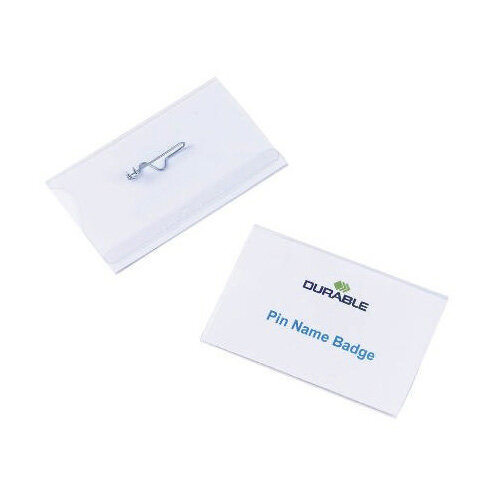 Durable Pin Name Badges 54 x 90mm Pack 50 Hunt Office UK