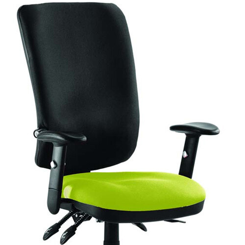 Chiro High Back Black Task Operator Chair With Bespoke Myrrh Green