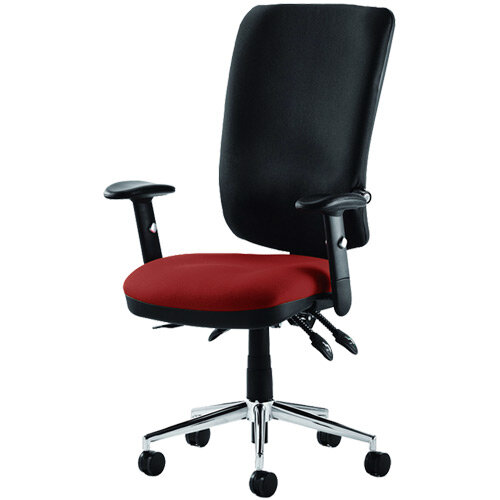 Chiro High Back Black Task Operator Chair With Bespoke Ginsaeng Chilli