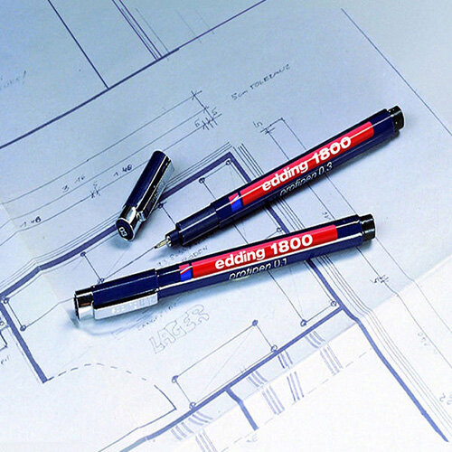 Edding 1800 Profipen - Black - 10 Pens - Line Width 0.5 - Fineliner