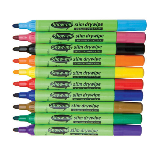 Showme Medium Drywipe Pen Assorted Sdp50A Pack 50 Hunt Office UK