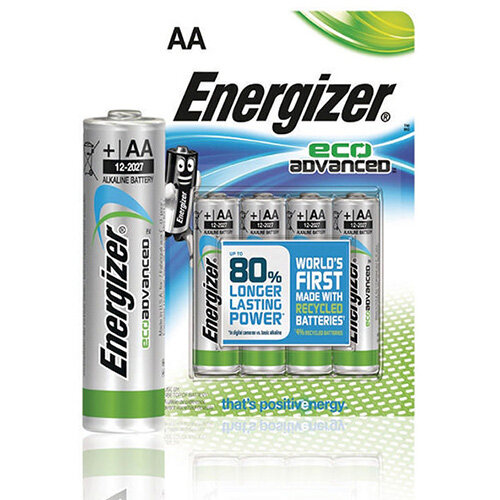 Energizer EcoAdvanced (AA) Alkaline Batteries (Pack of 4 Batteries