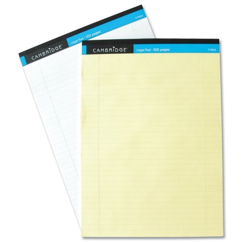 Cambridge A4 Legal Pad 100 Pages Yellow F79025 Pack 10 Hunt Office UK
