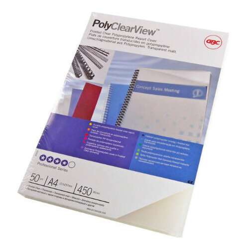 GBC A4 Polypropylene Clearview Binding Covers Frosted Clear Pack of 50