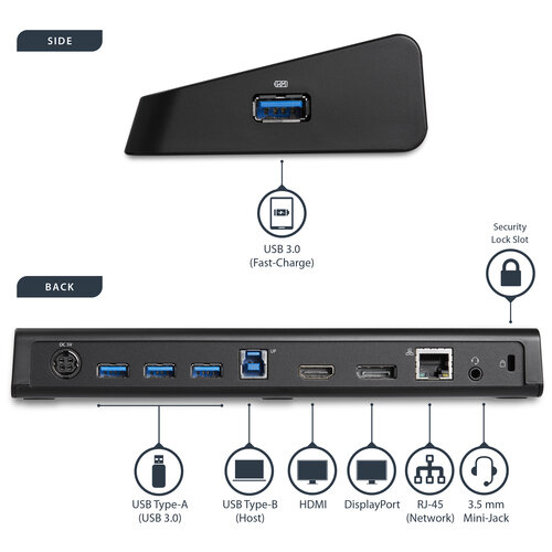 Docking station con USB-C e Alt-mode ricarica tramite alimentazione Docking station con USB-C e Alt-mode ricarica tramite alimentazione