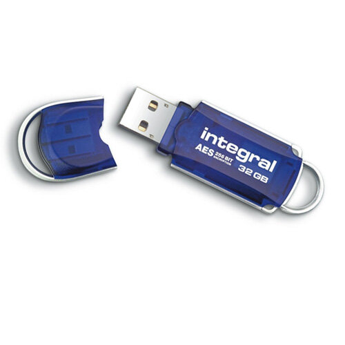 Integral Courier FIPS 197 Encrypted USB Memory Stick 32GB Blue Hunt
