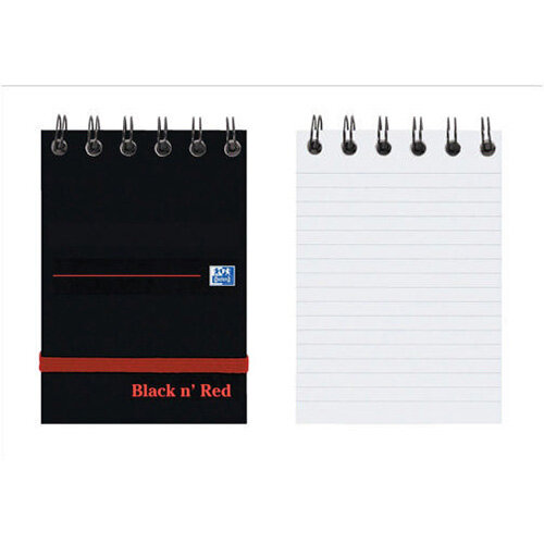 A7 Wirebound Glossy Hardback Notebook 144 Pages Black n Red - Hunt ...