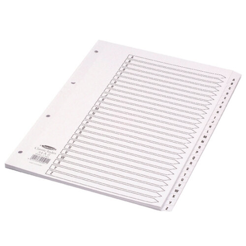 Concord A-Z Index 4 Holes 26-Part A4 Subject Divider White - Hunt Office UK