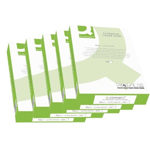 QConnect A4 80gsm White Premium Copier/Laser Paper Box of 2500 Sheets