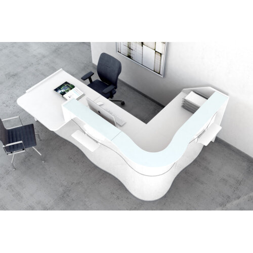Wave Modern Design Curved Reception Desk White Counter Top ...