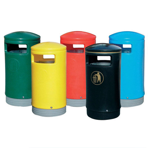 Outdoor Hooded Top Litter Bin 75 Litre Blue 321772 124495 Hunt Office UK