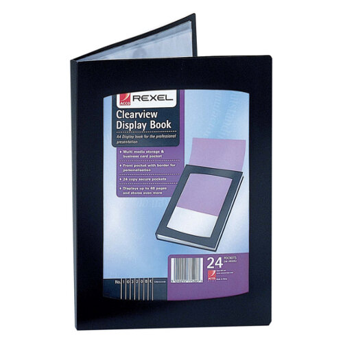 Rexel Clearview Display Book A5 24Pocket Black 10410BK Hunt Office UK