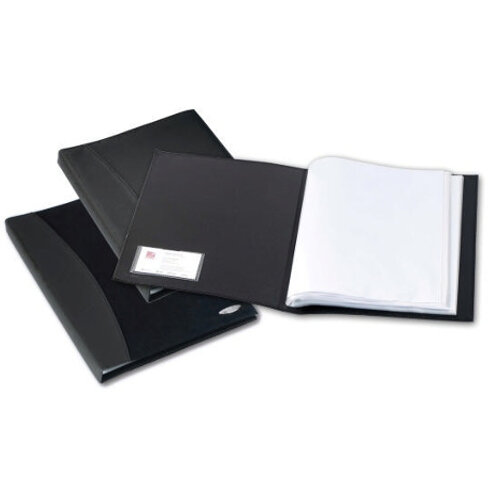 Rexel Display Book Smooth Leather Effect Black Cover 24 Pockets Hunt
