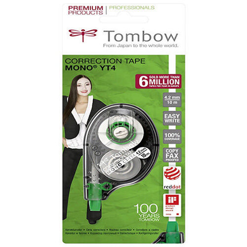 Tombow Mono Correction Tape Roller 4mmx10m CTYT4 Hunt Office UK